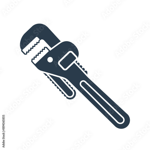 Adjustable Pipe Wrench Tool Icon Vector Illustration