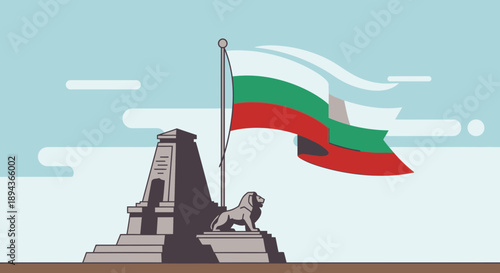 Bulgarian Flag Monument Memorial Statue Illustration.