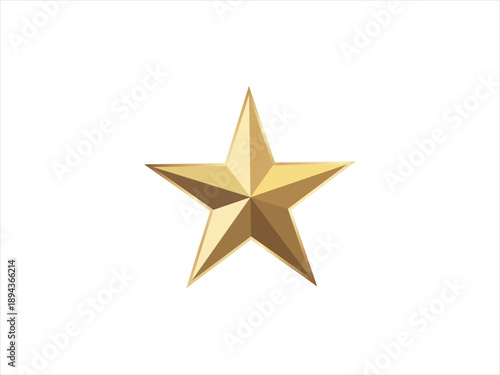 Shiny 3D rendered golden star icon isolated on transparent white background elegant premium design element symbol for award success achievement celebration luxury rating concept