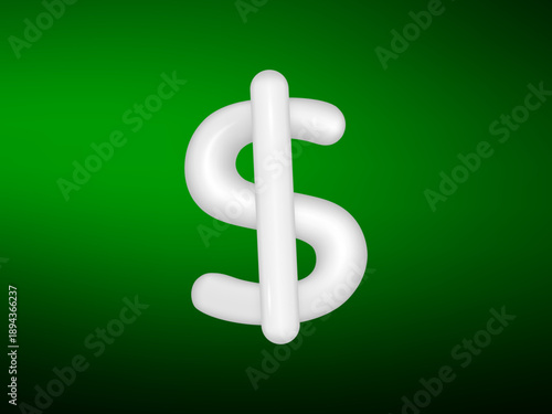 High resolution 3D rendered white dollar sign currency symbol isolated on plain background perfect for finance banking business investment wealth concept graphic element