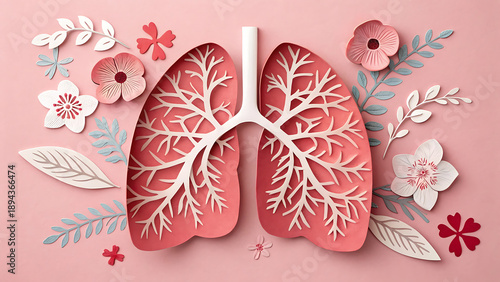 Paper Art Lungs with Floral Healing Motif