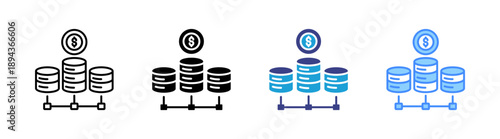 Data Center icon set multiple style collection