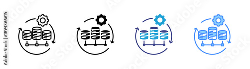 Data Center icon set multiple style collection