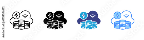 Electricity icon set multiple style collection