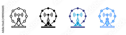 Telecommunication icon set multiple style collection
