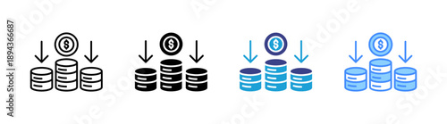 Reduce Cost icon set multiple style collection