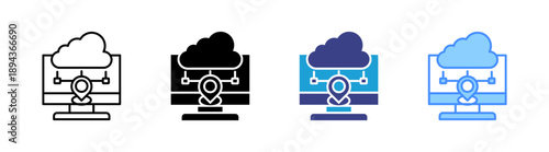 Cloud Network icon set multiple style collection