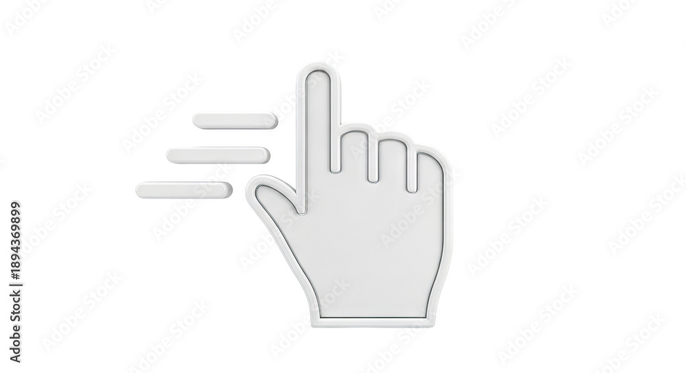 Obraz premium 3D White Hand Cursor Icon with Motion Lines