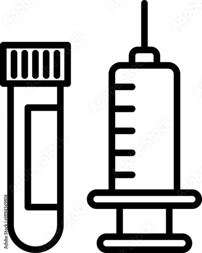 注射器と採血管のアイコン。（Syringe and Spitze icon.）
