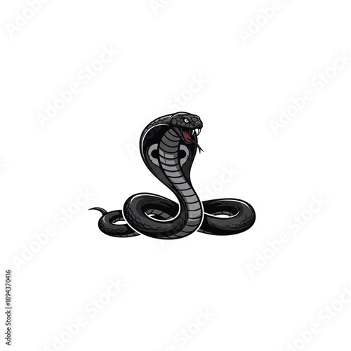 Enigmatic Cobra: A detailed illustration of a majestic cobra with its hood spread, symbolizing danger and captivating allure.