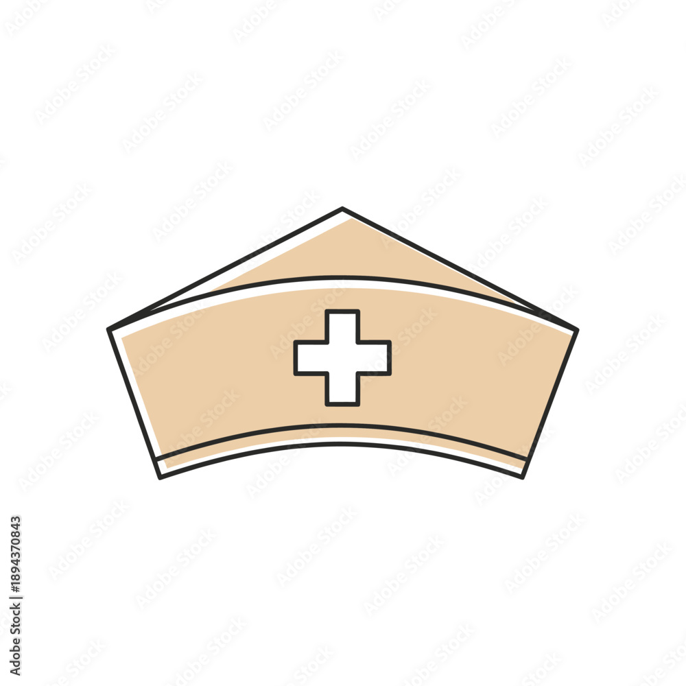 Fototapeta premium Nurse Cap Icon with Cross Symbol