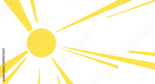 Bright yellow sunburst graphic with radiating lines on a clean white background