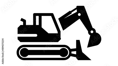 Black Excavator Machine Heavy Equipment.