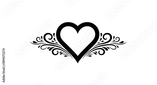 Black Heart Shape with Ornate Design.