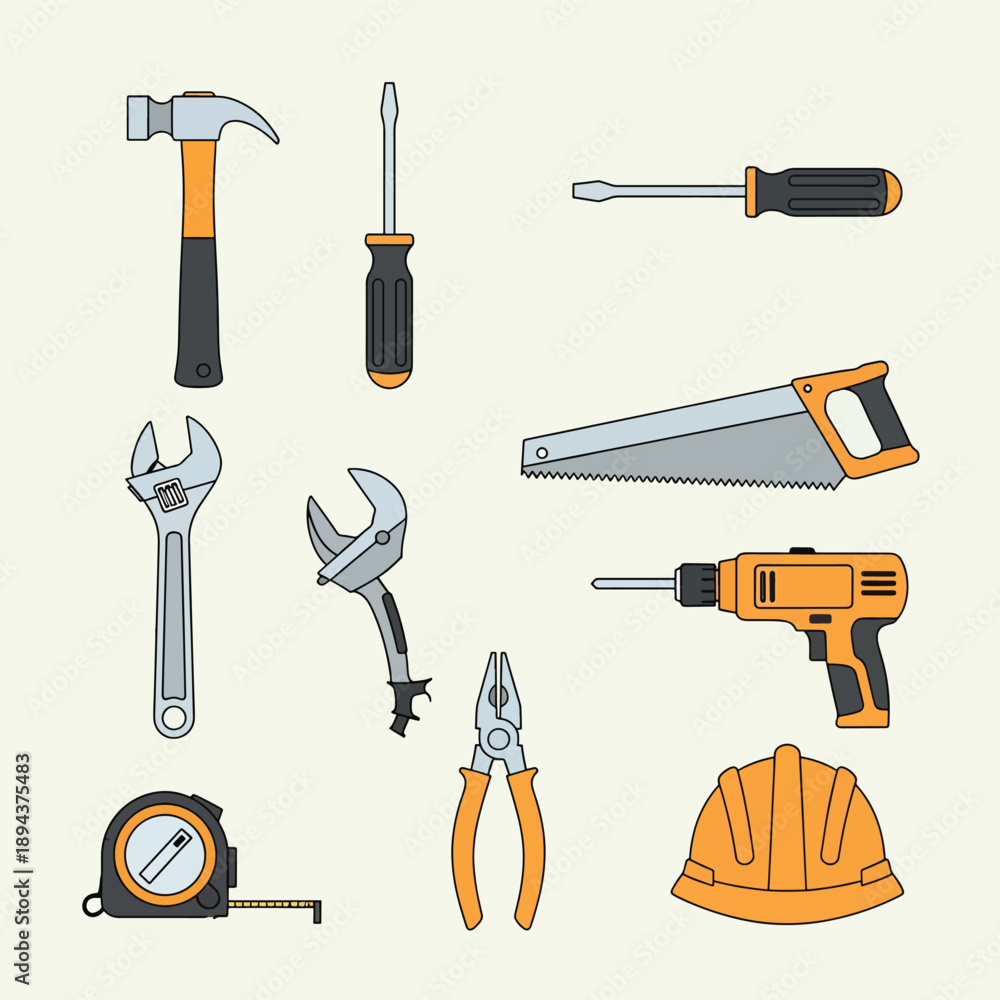 Naklejka premium Construction Tools Set