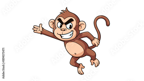 Cartoon Monkey Character in Playful Pose.