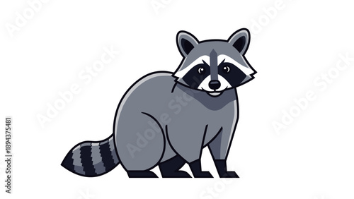 Cartoon Raccoon Illustration with Striped Tail.