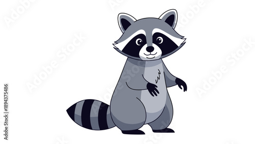 Cartoon Raccoon Standing on Hind Legs.