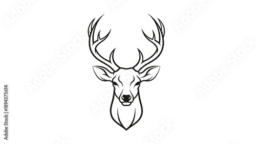 Deer Head with Antlers Illustration.