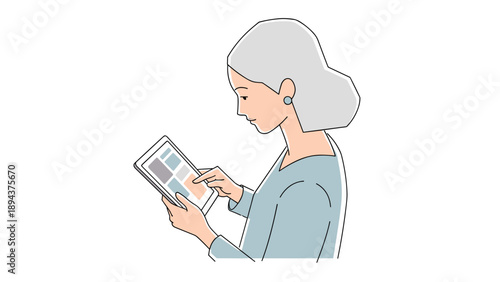 Elderly Woman Using Mobile Phone Device.