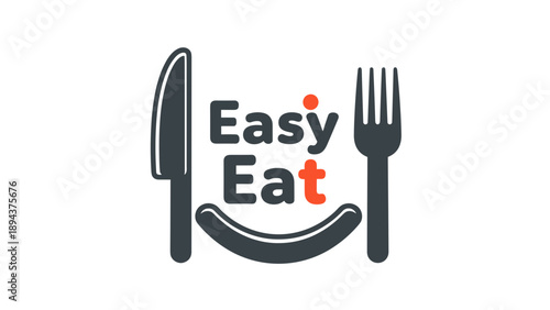 Easy Eat Logo with Cutlery Illustration.
