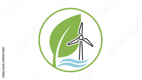 Green Energy Wind Turbine Logo Design.