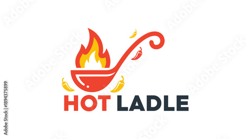 Hot Ladle Logo with Flames Design.