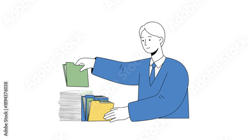 Man Organizing Files and Documents.