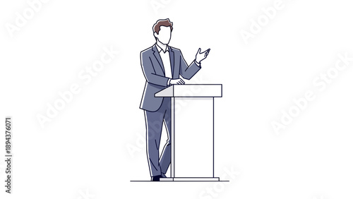 Man Standing at Podium Giving Speech.