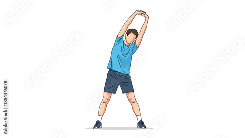 Man Stretching Arms Above Head Outdoors.