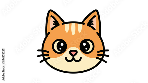 Orange Cartoon Cat Face Illustration.