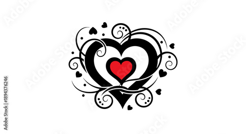 Ornate Black Heart with Red Center.