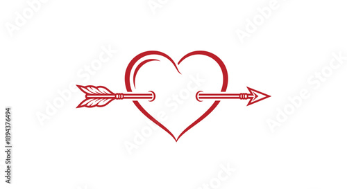 Red Heart with Arrow Illustration.