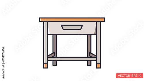 Simple Desk with Drawer and Shelf.