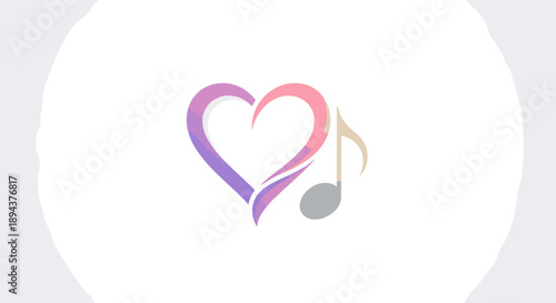 Stylized Heart and Musical Note Symbol.