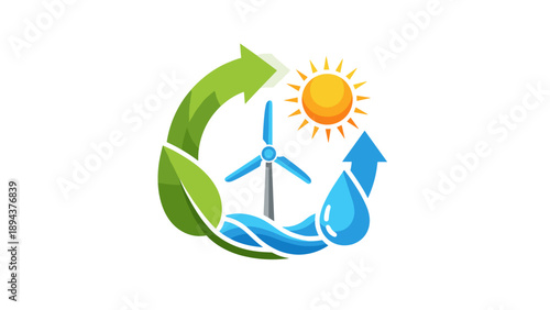 Sustainable Energy Wind Turbine Logo Design.