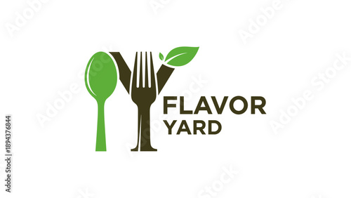 Stylized Spoon Fork Logo Design Element.