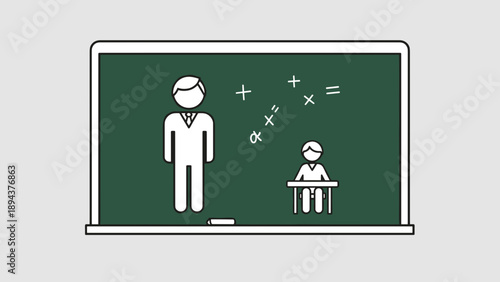 Teacher and Student on Blackboard Illustration.