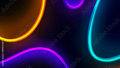 Vibrant Neon Lights Abstract Shapes Background.