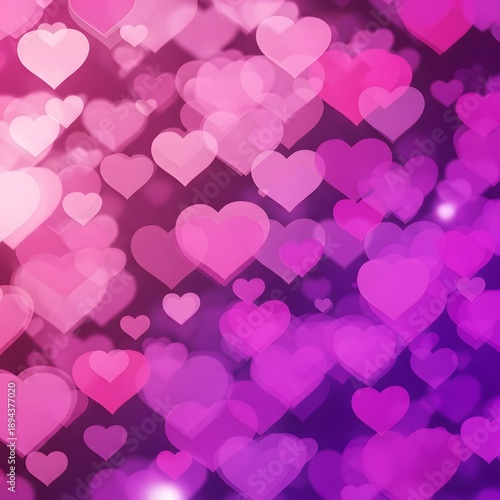 Wallpaper Mural Vibrant pink and purple heart background with bokeh effect Torontodigital.ca