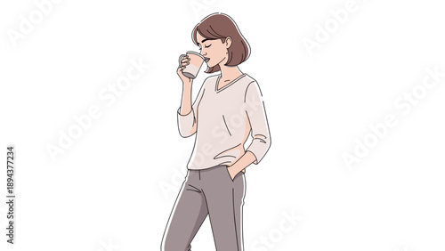 Wallpaper Mural Woman Drinking from a Coffee Cup. Torontodigital.ca