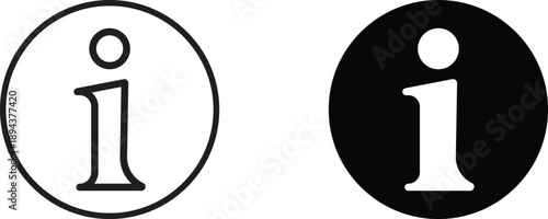 Modern information icon set: outline and solid 'i' symbols for web ui and app design help & support systems