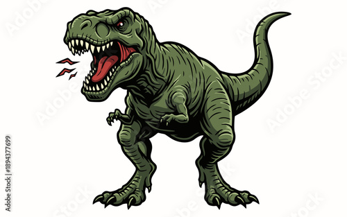 Cartoon illustration of a roaring Tyrannosaurus rex dinosaur