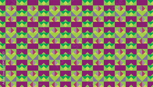 High-quality seamless vector backdrop featuring a sophisticated purple and green geometric tessellation. Versatile pattern for creative packaging, fashion prints, and modern interior decor
