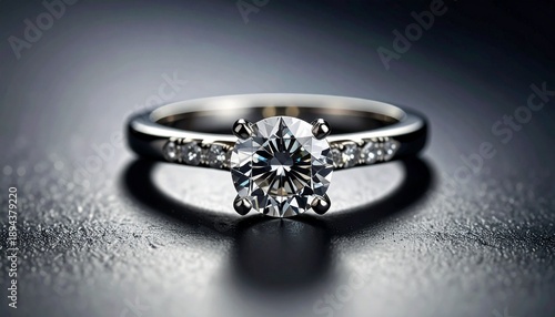 Wallpaper Mural Elegant Diamond Ring Close Up Shot on Shiny Dark Surface Torontodigital.ca