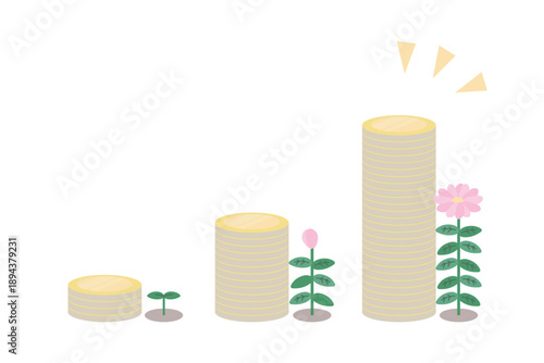 育っていくコインのイラスト