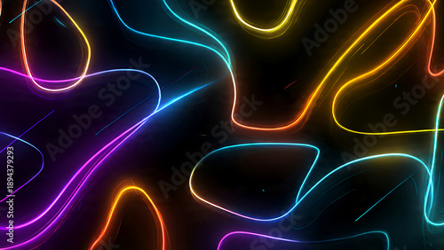 Vibrant Neon Lights Abstract Background Design.