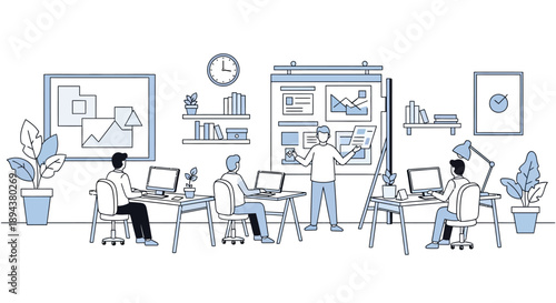 Office Team Working Together Collaborating.