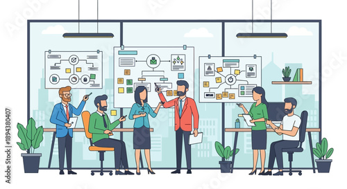 Team Collaboration in Modern Office Space.