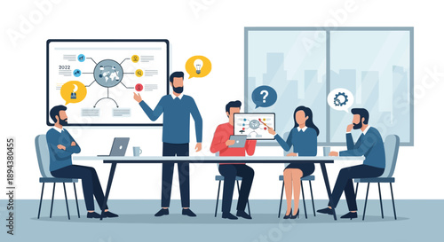 Business Meeting with Colleagues Discussing.